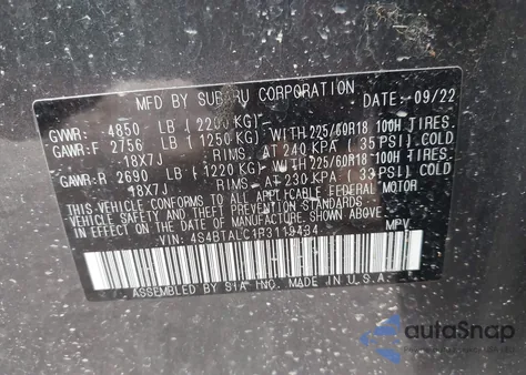 2023 Subaru Outback Onyx Edition from USA, damaged, VIN 4S4BTALC1P3119434